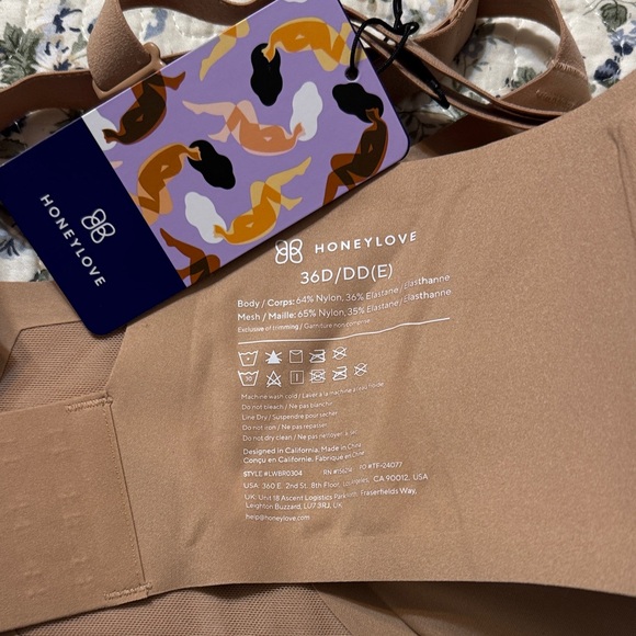 Honeylove Crossover Women's Nude Bra 36 D/DD - Picture 2 of 4